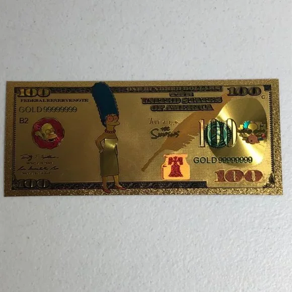 Marge Simpson Gold Bank Note Novelty Souvenir Collectible Simpsons Cartoon - Picture 1 of 8